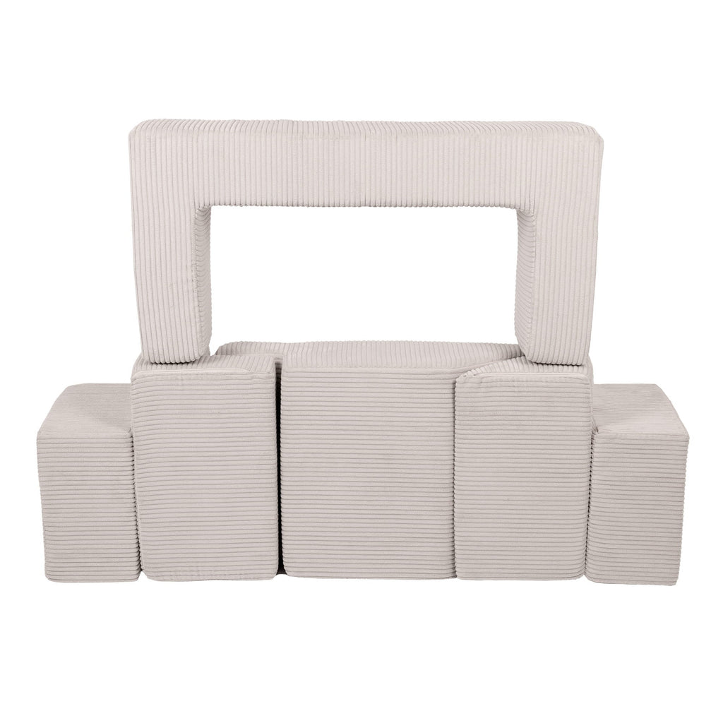 Minkšta aksominė modulinė sofa, ekru spalvos