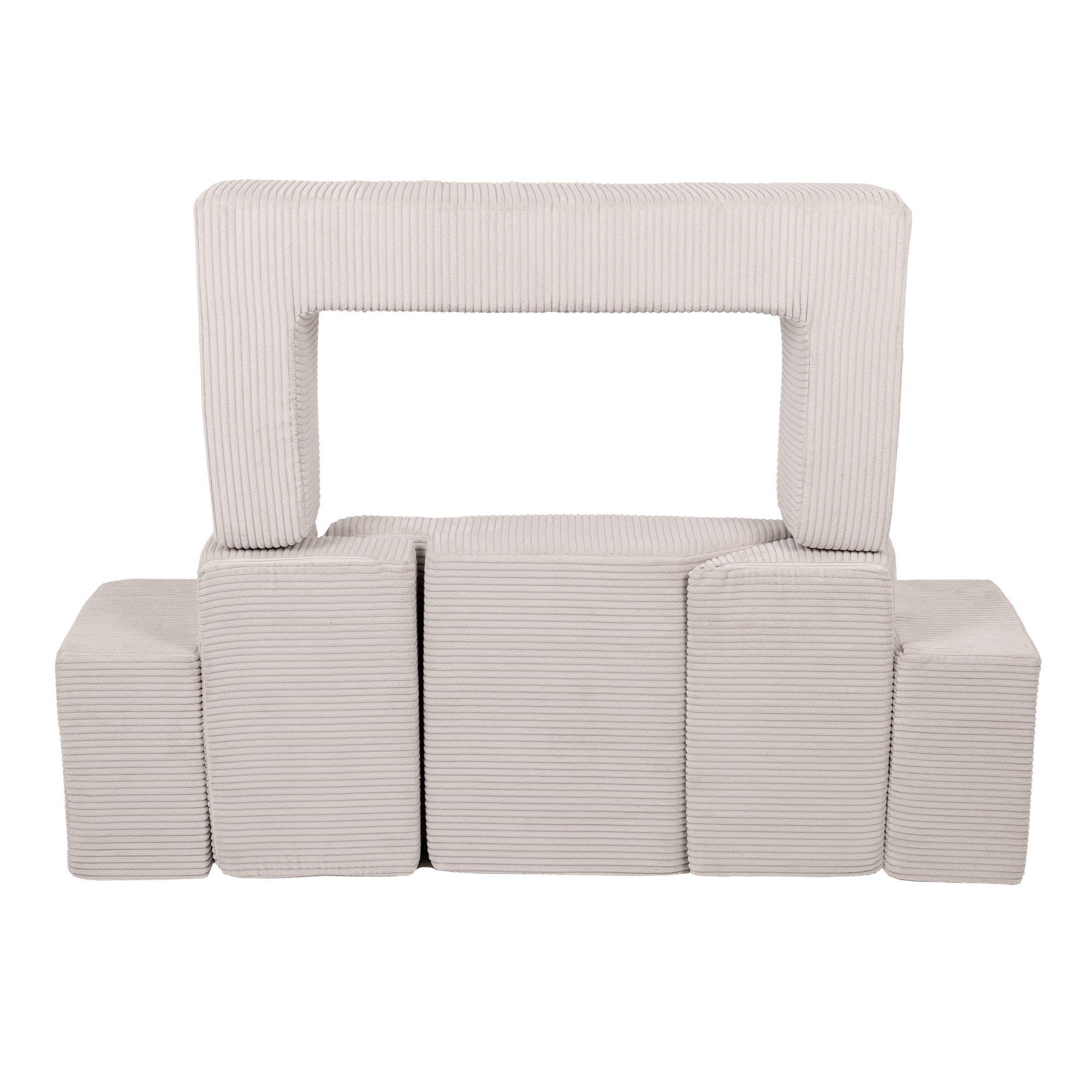 Minkšta aksominė modulinė sofa, ekru spalvos
