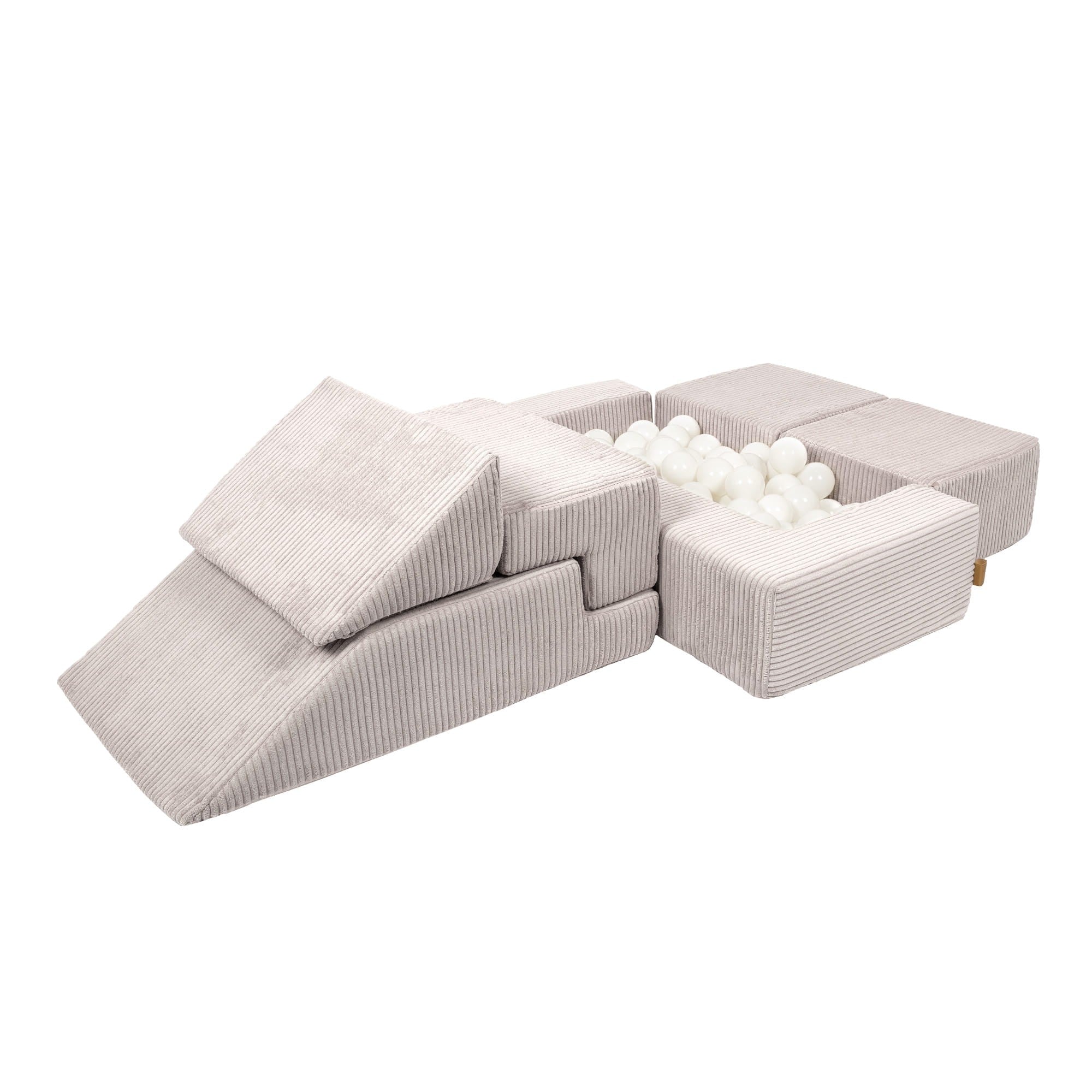 Minkšta aksominė modulinė sofa, ekru spalvos