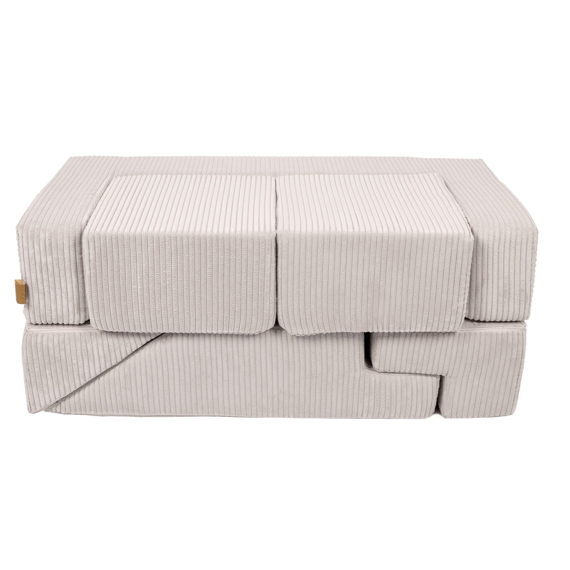 Minkšta aksominė modulinė sofa, ekru spalvos