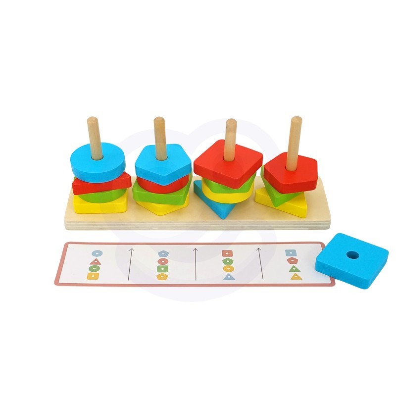 Montessori dėlionių piramidė su gyvūnais