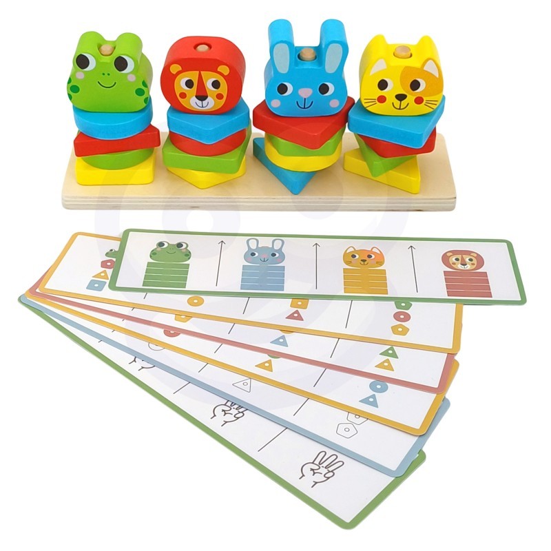 Montessori dėlionių piramidė su gyvūnais