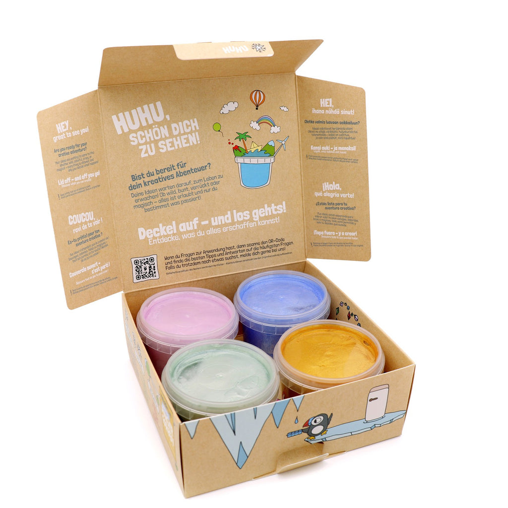 Ekologiškų blizgių pirštų dažų rinkinys „Neogrün“, 4 × 90 g