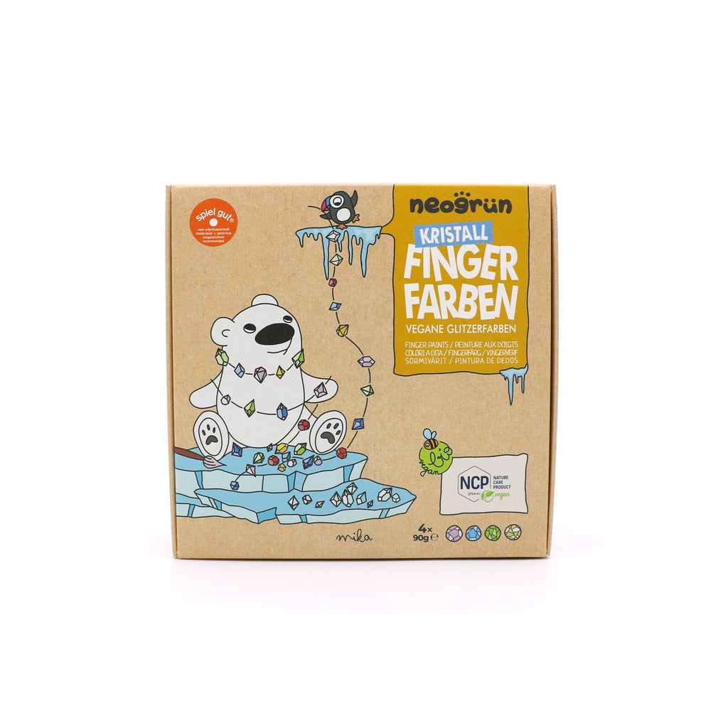 Ekologiškų blizgių pirštų dažų rinkinys „Neogrün“, 4 × 90 g