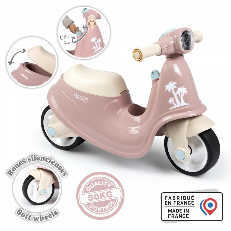 Retro paspiriamas motoroleris vaikams, rožinis