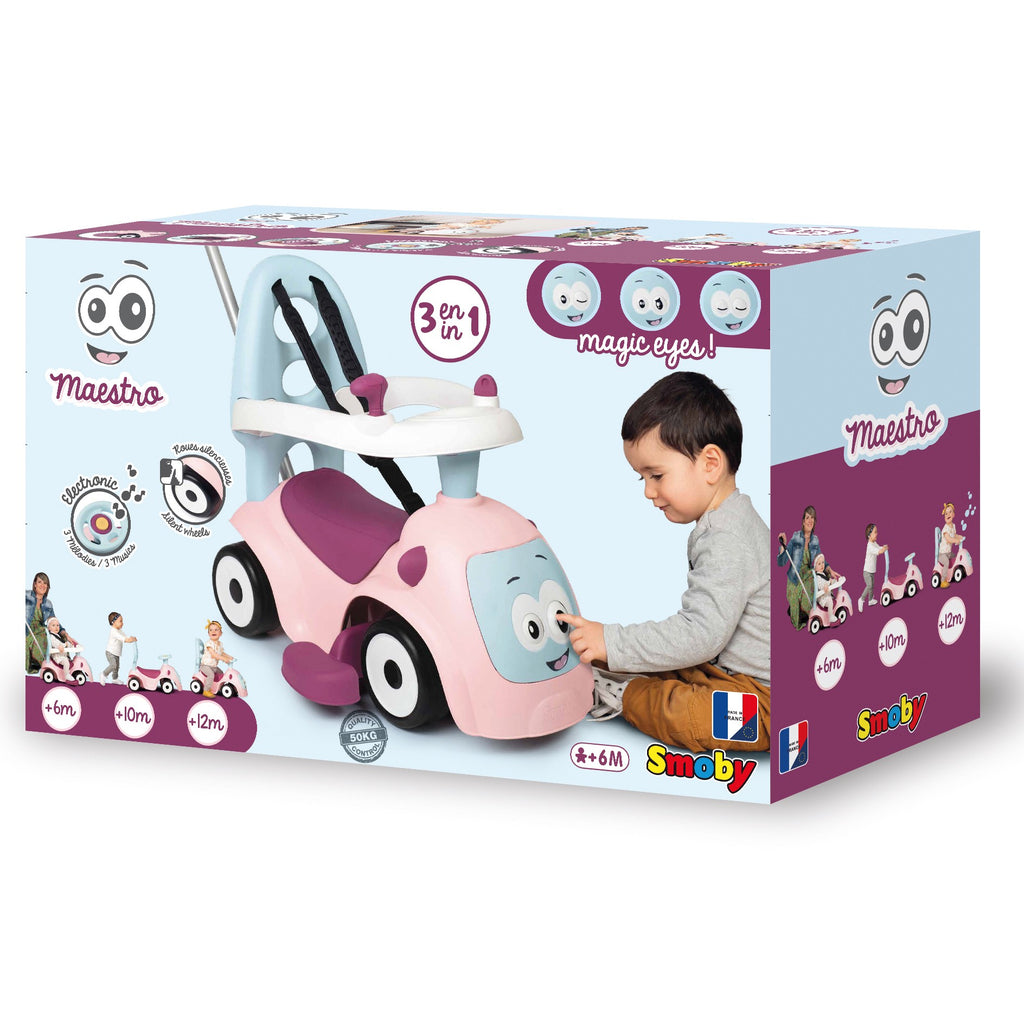 Paspiriamas automobilis „Maestro“ 3 viename, rožinis