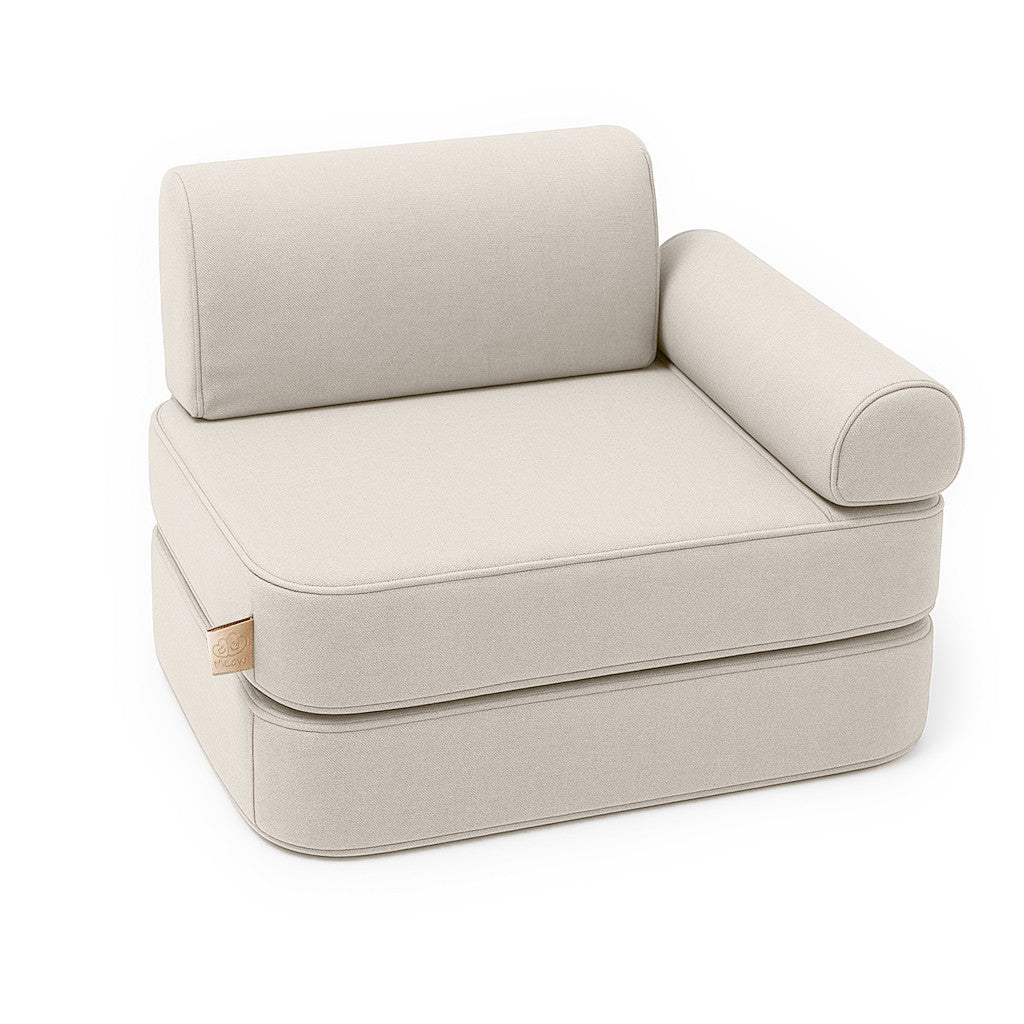 Maža vidaus ir lauko sofa vaikams „Outzy Pocket“, švelniai smėlio spalvos