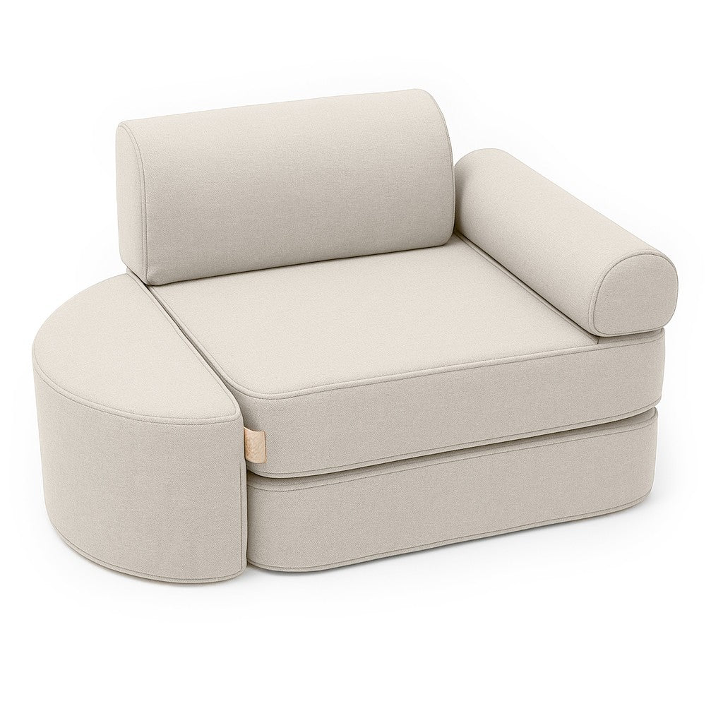 Maža vidaus ir lauko sofa vaikams „Outzy Pocket“, švelniai smėlio spalvos