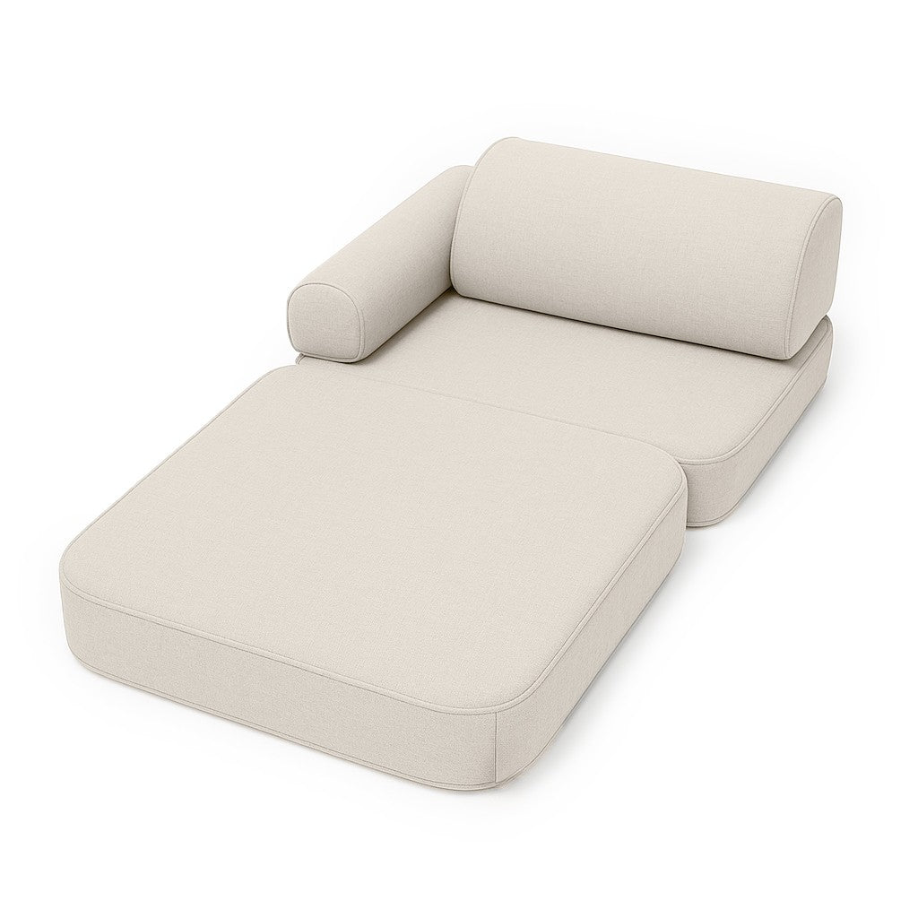 Maža vidaus ir lauko sofa vaikams „Outzy Pocket“, švelniai smėlio spalvos