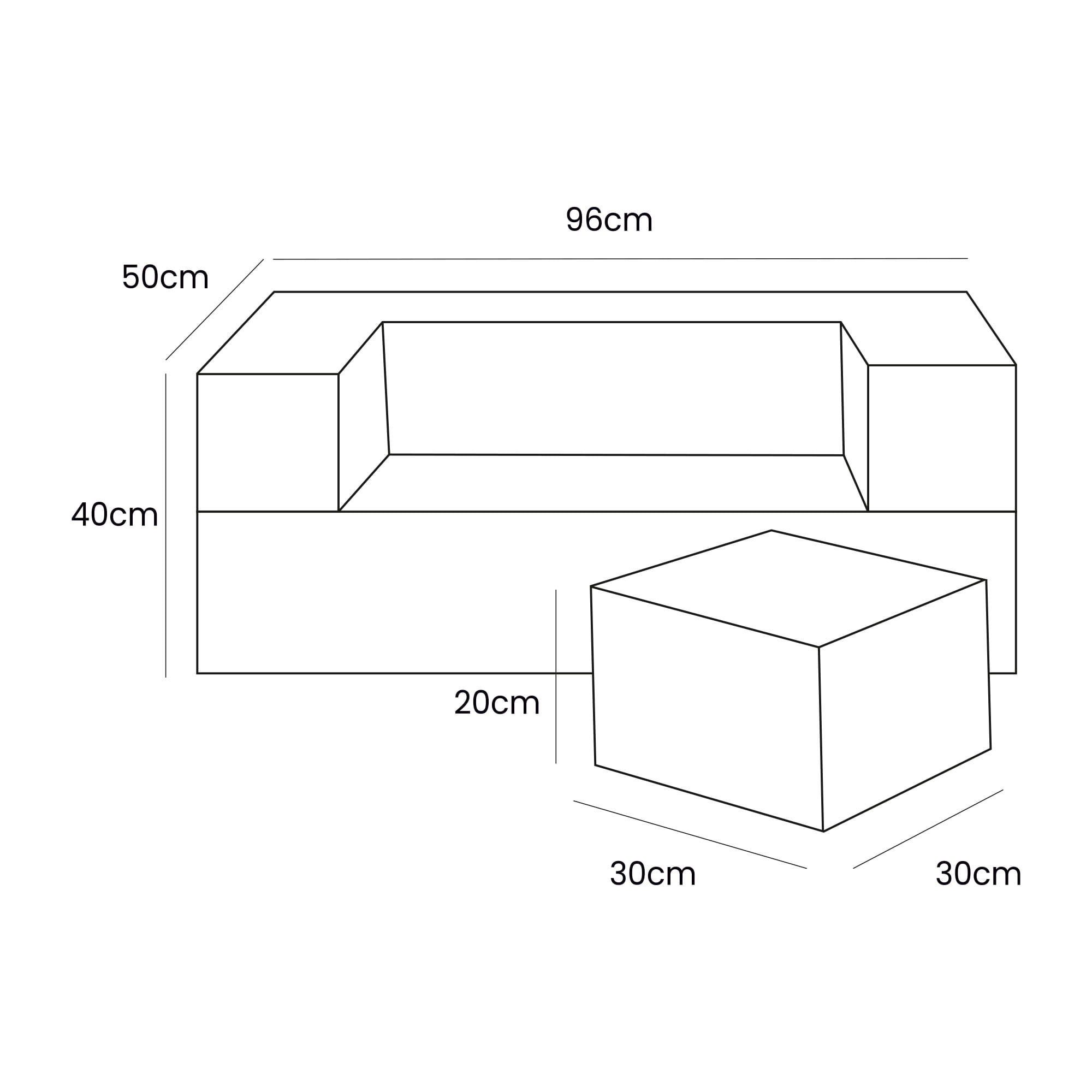 Kubo formos sofa, šviesiai pilka