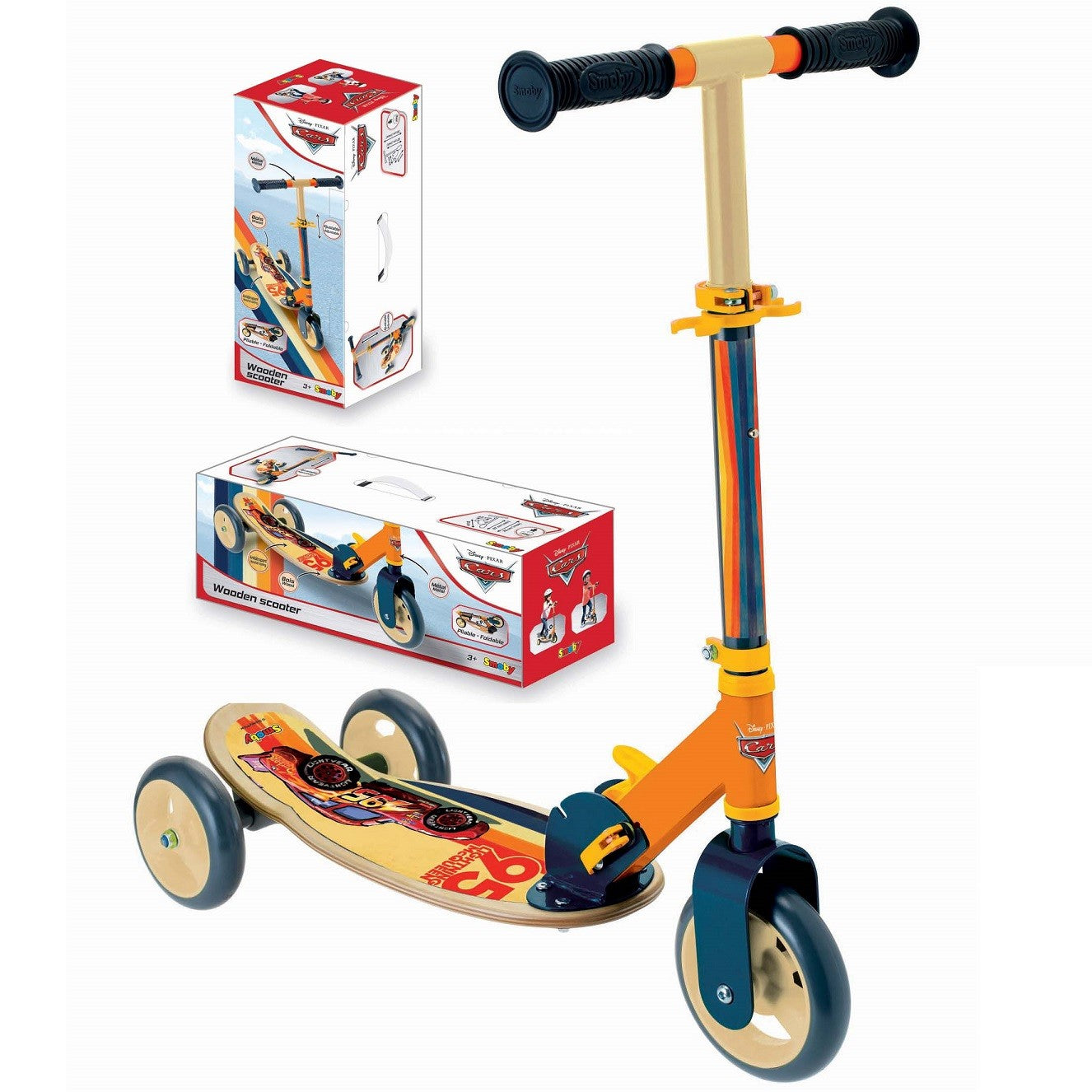 Three-Wheeled Wooden Scooter - Cars